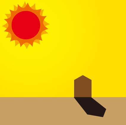 強い光で濃い影